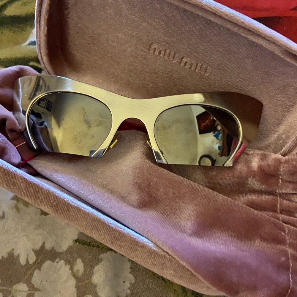 Miu Miu Gold and Pink Sunglasses